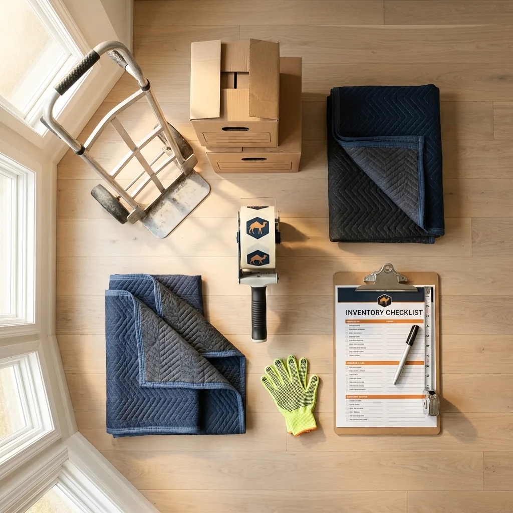 Professional moving supplies and packing materials layout for Postville residential relocations
